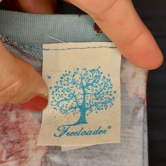 Modcloth tshirt Freeloader vneck tunic short sleeve tee turquoise pink floral M - Picture 8 of 8